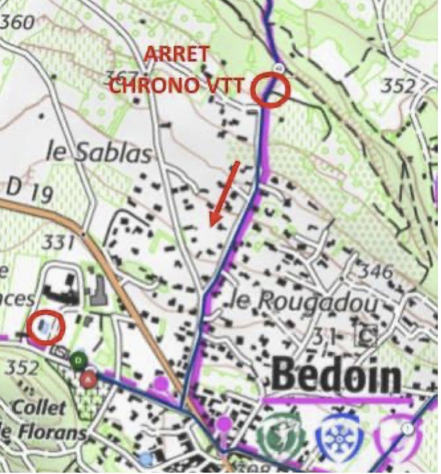 Carte Bédoin - Arrêt chrono VTT