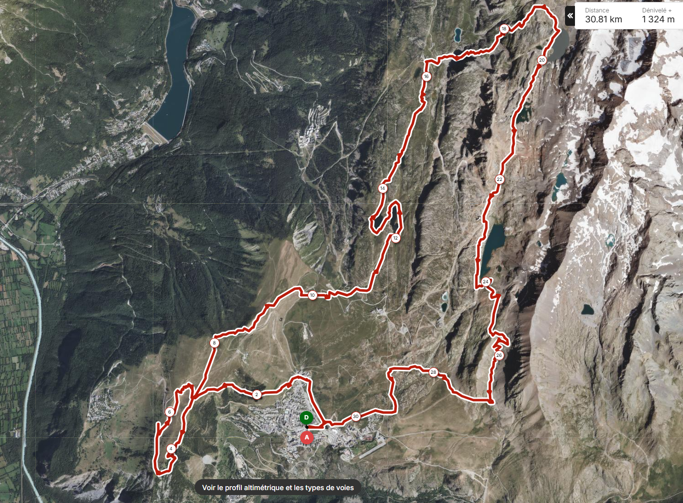 Carte du parcours Trail, Alpe d'Huez